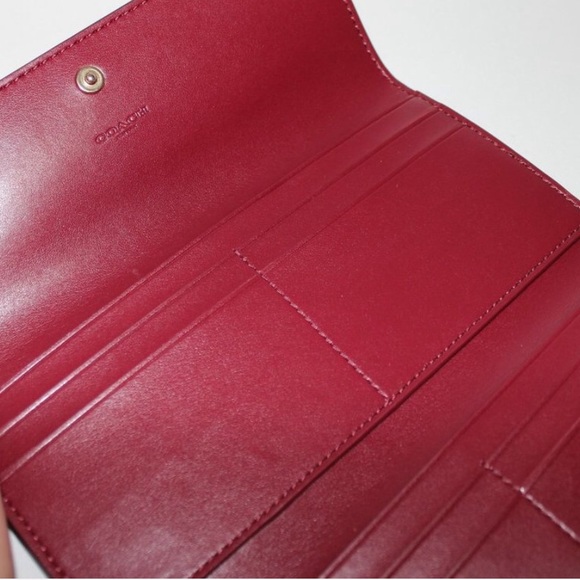 COACH Soft Leather Trifold Wallet Red Auth Coach - Picture 5 of 7